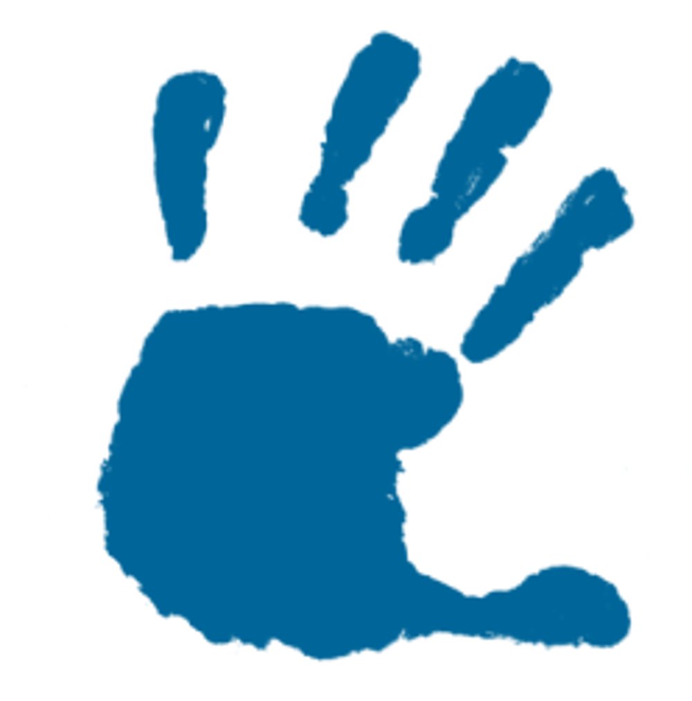 a blue handprint